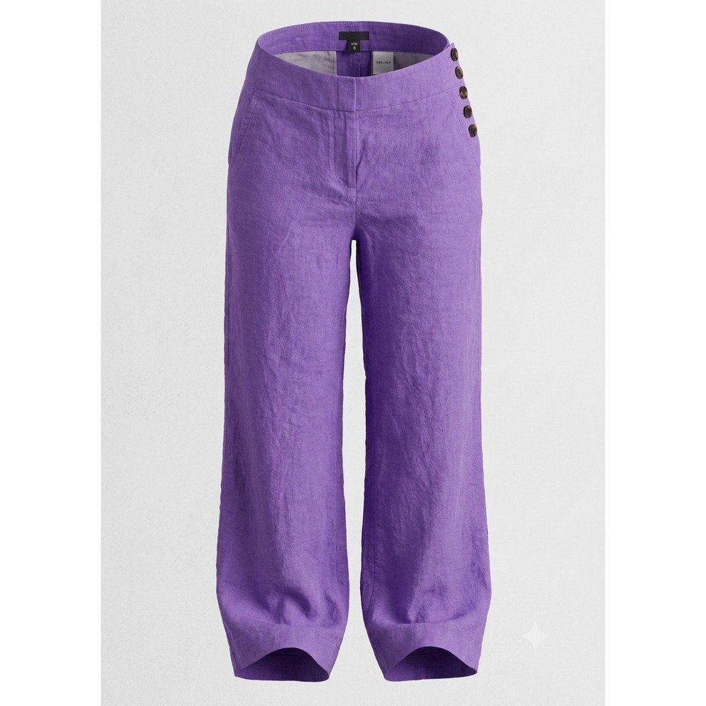 Talbots VN5750 Greenwich Pant Women's Purple Wide Leg Linen Pants. Size 6